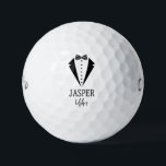 Balles De Golf Usher Black Tuxedo With Striped Bow Tie<br><div class="desc">These golf balls are a great favor for the ushers in your wedding party. They feature a fabulous tuxedo and striped bow tie in black. With a first name in a traditional CAP font and the word usher in a coordinating script font also in black they're perfect for the groomsmen....</div>