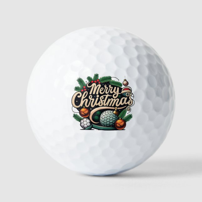 Balles De Golf Vacances d'hiver avec le vœu "Joyeux Noël" (Recto)