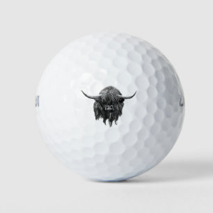 Balles De Golf Vache Écossaise Highland En Noir Et Blanc