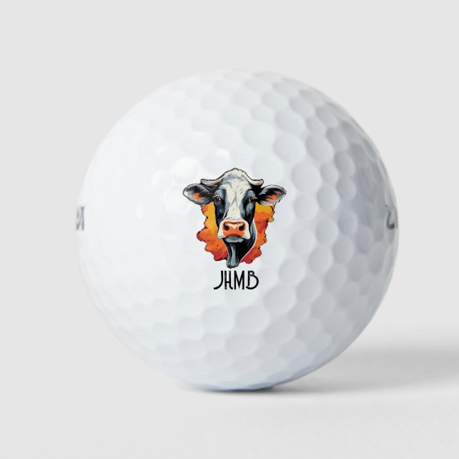 Balles De Golf Vache Holstein Monogramme Bétail Viande Bovine Ani (Devant)