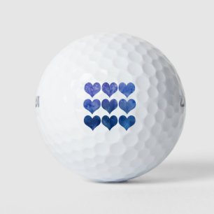 Balles De Golf Valentine Blue Heart Abstrait