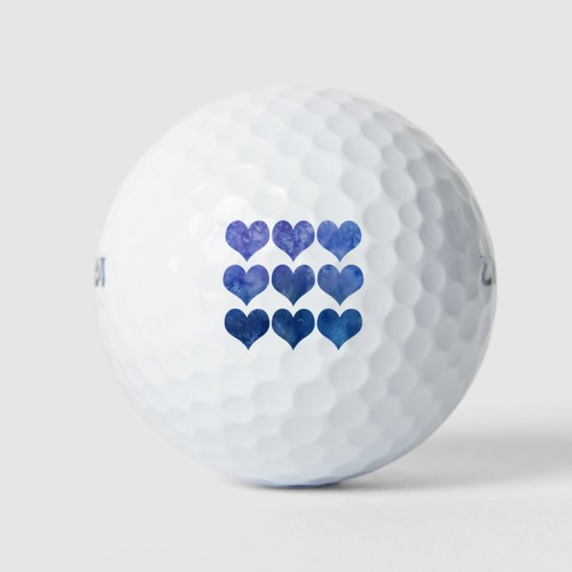 Balles De Golf Valentine Cœur Bleu Abstrait (Devant)