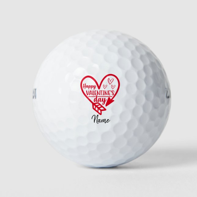 Balles De Golf Valentine's avec le coeur rouge à golfeur Balls de (Devant)