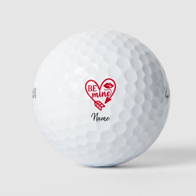 Balles De Golf Valentine's Be Mine avec coeur rouge au golfeur (Devant)