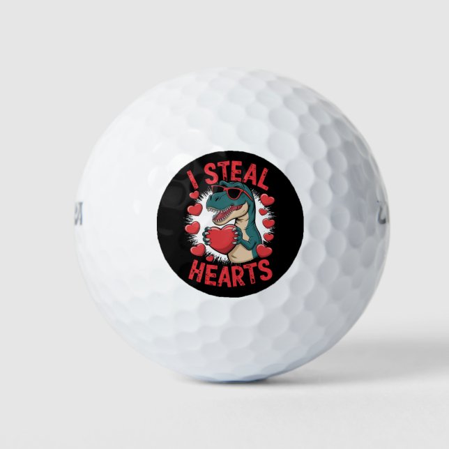 Balles De Golf Valentines Jour Dinosaure I Voler Coeurs Aimer T r (Devant)