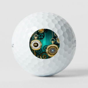 Balles De Golf Veille bijoux Steampunk sur un Arrière - plan vert