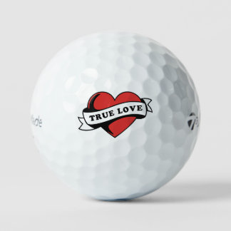 Balles De Golf Véritable amour Tatouage Coeur | Design romantique