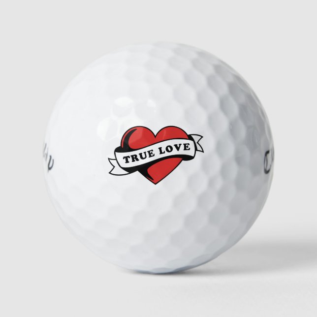 Balles De Golf Véritable amour Tatouage Coeur | Design romantique (Devant)