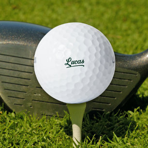 Balles de Golf Vertes avec Nom Minimaliste en Écri