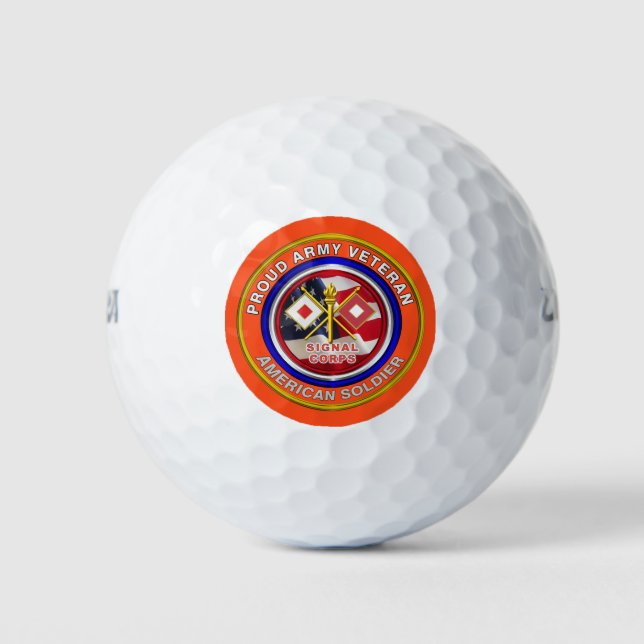 Balles De Golf Vétéran de l'armée des transmissions fier (Devant)