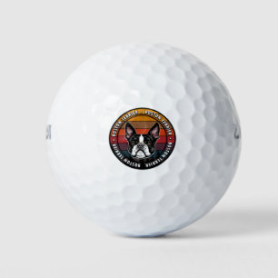 Balles De Golf Visage de chien rétro du coucher de soleil de Bost