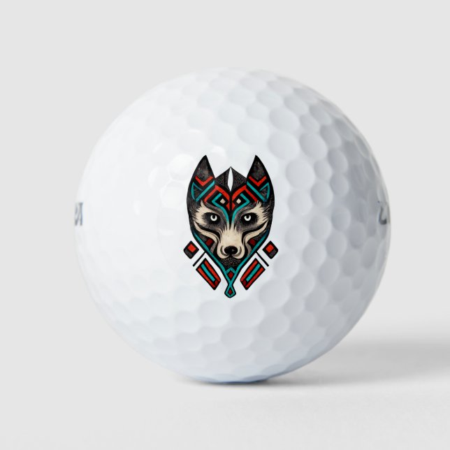 Balles De Golf Visage de loup aztèque (Devant)