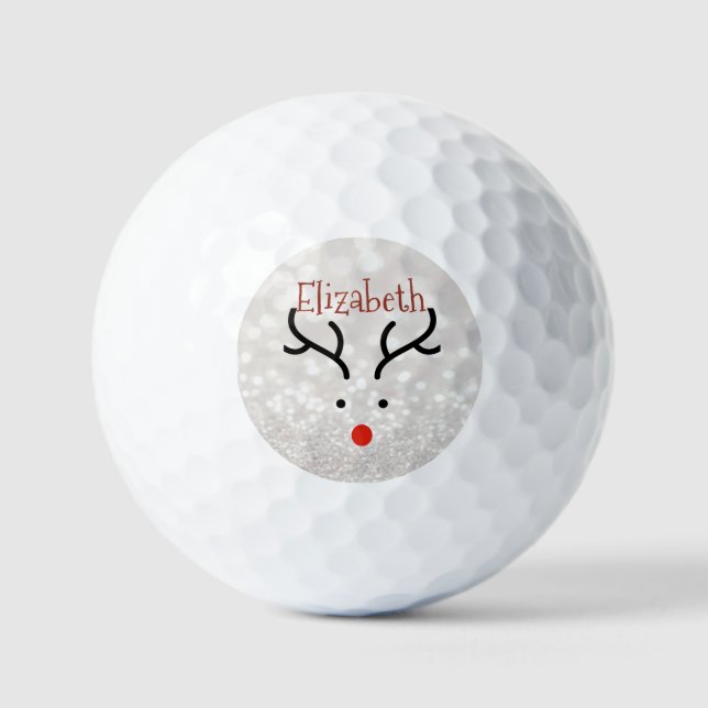 Balles De Golf Visage de Renne Adorable, Bokeh (Recto)