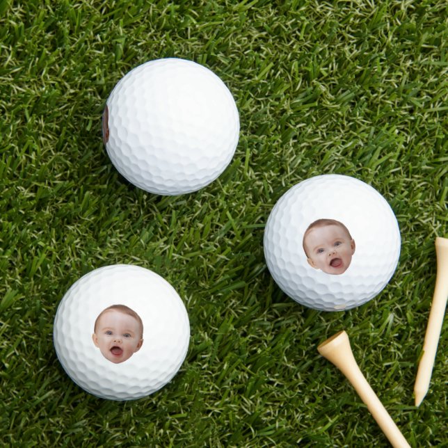 Balles De Golf Visage personnalisé, Cadeau papa, Nouveau papa béb (Herbe in situ)