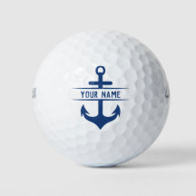 Votre prénom Funny Navy Blue Ancre Monogramme