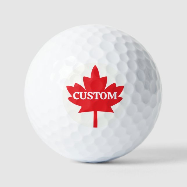 Balles De Golf Votre texte Conception de feuille d'érable rouge e (Recto)