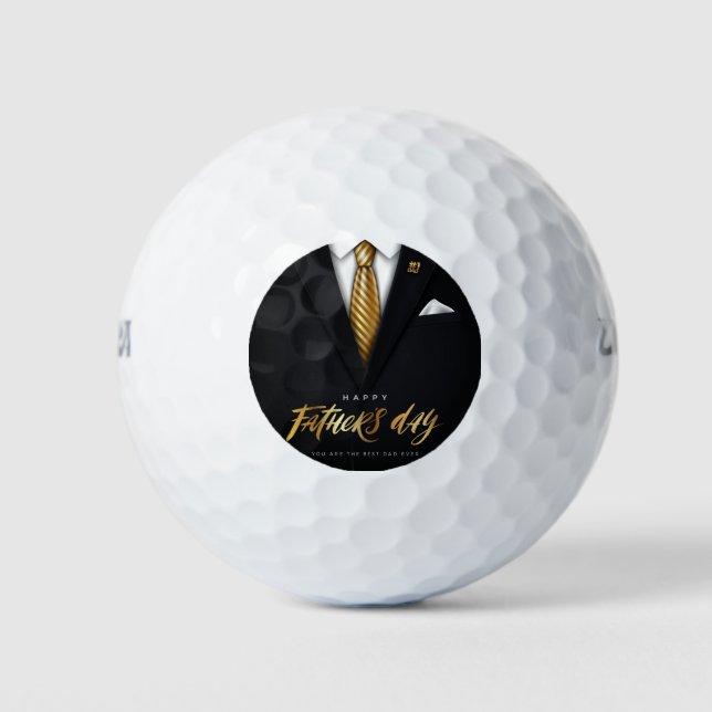 Balles De Golf Vous êtes le meilleur papa jamais Black Gold Fête  (Devant)