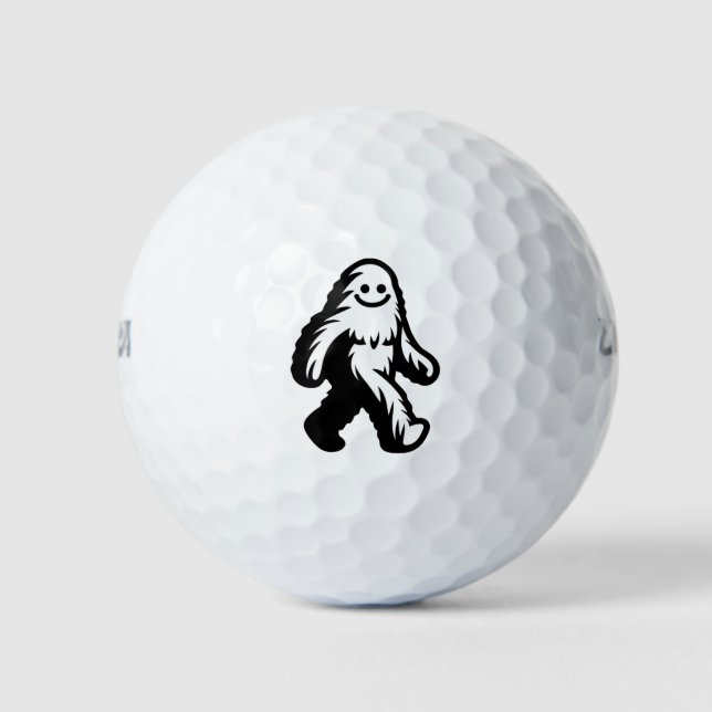 Balles De Golf Walking Bigfoot - Sasquatch souriant Drôle Cryptid (Devant)