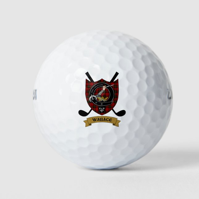 Balles De Golf Wallace Clan Badge & Clubs de Golf Crossés (Devant)