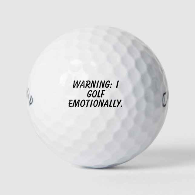 Balles De Golf 'Warning: I Golf Emotionally' Comedy Fun Gift  (Devant)