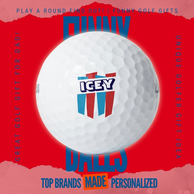 Balles De Golf Week-end des hommes, boisson glacée rétro parodiqu (Custom Funny Golf Ball Gifts for Business From Play A Round Find Out, "ICEY" retro slushy spoof)