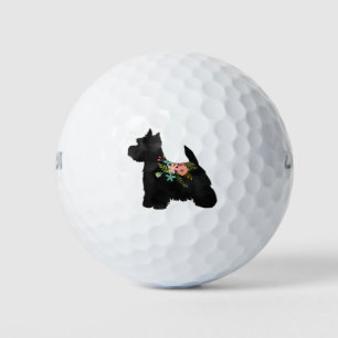 Balles De Golf Westie Chien race Boho Floral Silhouette