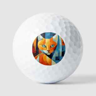 Balles De Golf Whiskers Abstraits : Chat orange