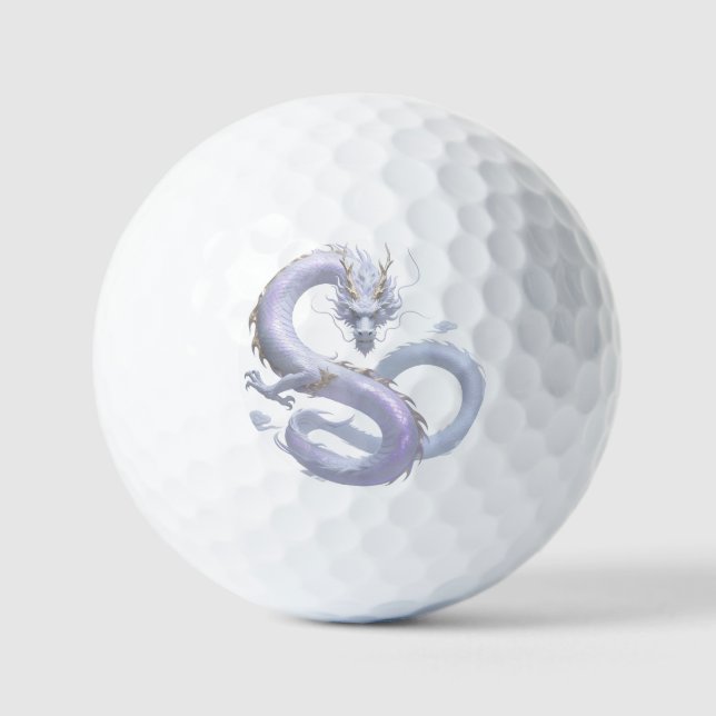 Balles De Golf White Dragon Art | Mythical Fantasy Aesthetic | Or (Recto)