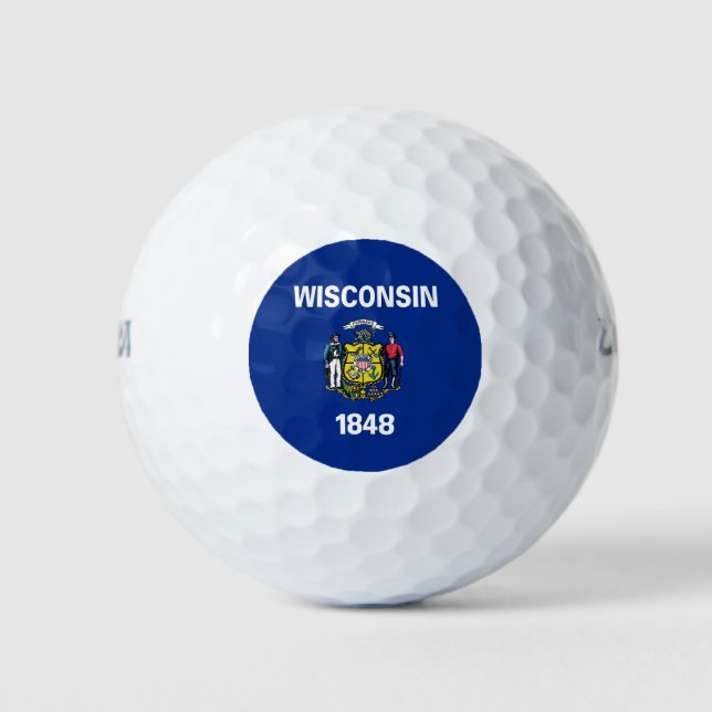 Balles De Golf Wilson Golf Ball avec drapeau de l'État du Wiscons (Devant)