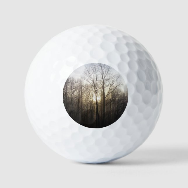 Balles De Golf Winter Fog Sunrise Nature Photographie (Recto)