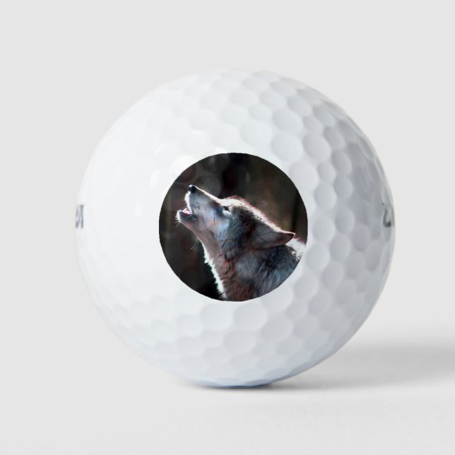 Balles De Golf Wolf Howling Loup solitaire (Devant)