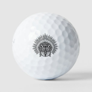 Balles De Golf Wolf Inspiré Dans Le Bonnet De Guerre En Plumes