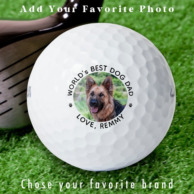 Balles De Golf World's Best DOG DAD - Photo personnalisée pour an (Créateur téléchargé)