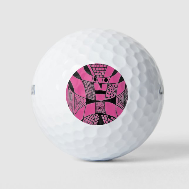 Balles De Golf "Yappy Dog Pink" Abstrait Wilson Golf Balls (Devant)