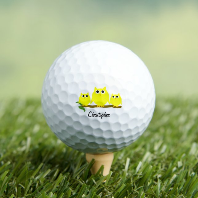 Balles De Golf Yellow Owl Design Personalised (T-shirt Insitu)