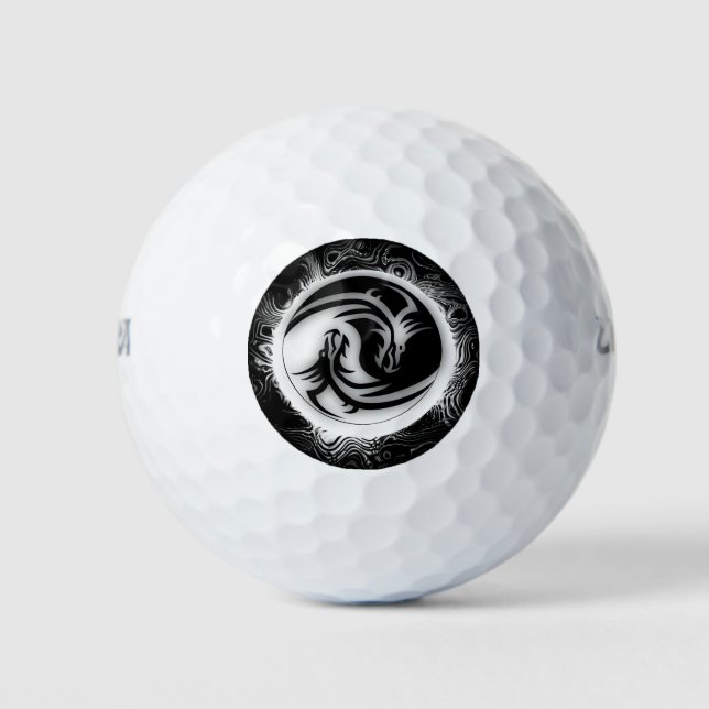 Balles De Golf Yin and Yang Asian Dragons (Devant)