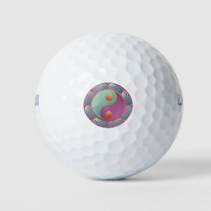 Balles De Golf Yin Yang Médaillon Violet Turquoise