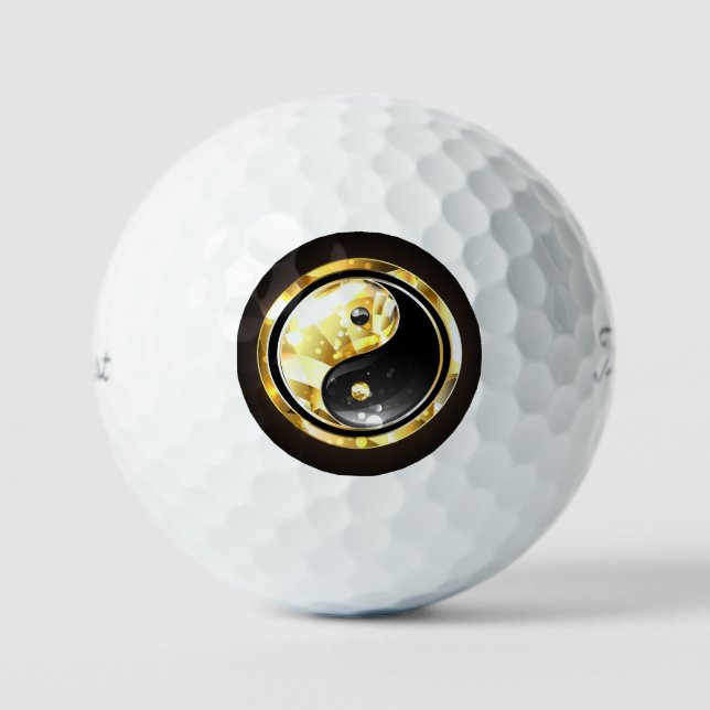 Balles De Golf Yin Yang or sur noir (Recto)