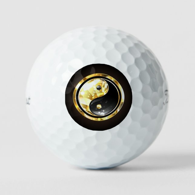 Balles De Golf Yin Yang or sur noir (Recto)
