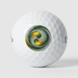 Balles De Golf Yin Yang Vert Jaune Abstrait coloré Fractal