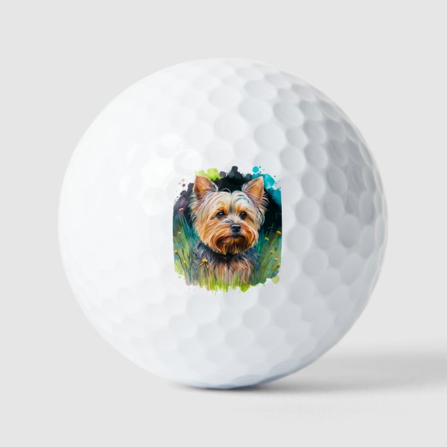 Balles De Golf Yorkshire Terrier Aquarelle (Recto)