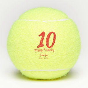 Balles De Tennis 10e anniversaire ajouter nom date année rouge modè