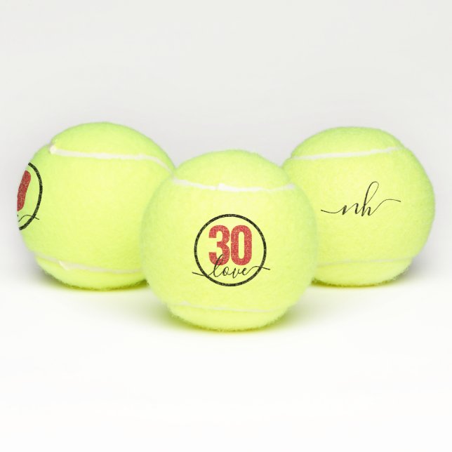 Balles De Tennis 30 Love Birthday Custom Monogrammed Tennis Balls (Multiple)