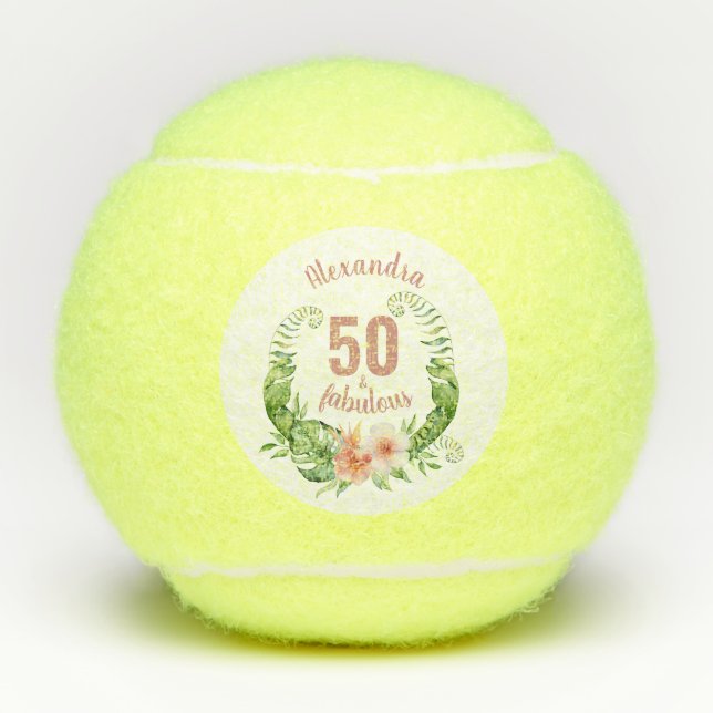 Balles De Tennis 50 et fabuleux blush rose 50e anniversaire fête (Devant)