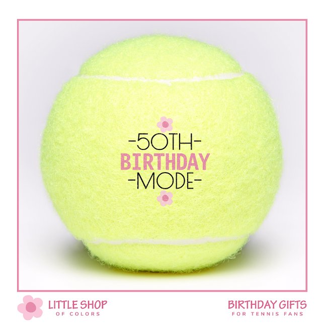 Balles De Tennis 50th Birthday Mode Pink Floral Personalized (Créateur téléchargé)
