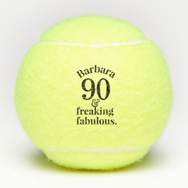 Balles De Tennis 90e anniversaire Funny Fabuleux Personnalisé (Devant)