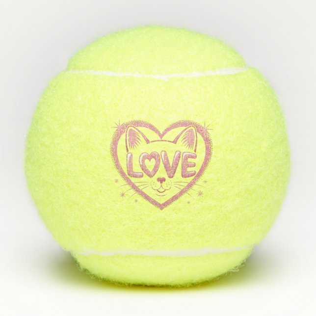 Balles De Tennis Amour de chat scintillant (Devant)
