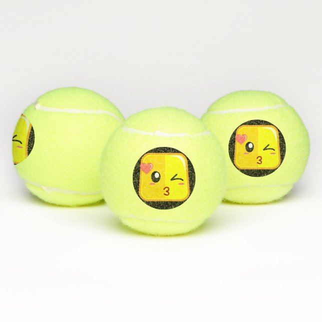 Balles De Tennis Amour Kiss Carré Emoji Visage Avoir Jouer Sports (Multiple)
