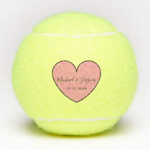 Balles De Tennis Anniversaire romantique du Mariage du Coeur rose S