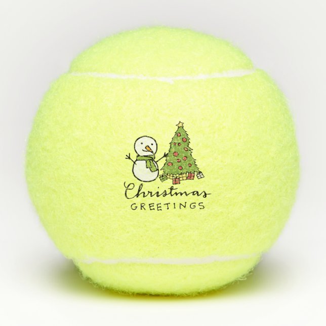 Balles De Tennis Arbre de Noël et Snowman pour Noël (Devant)